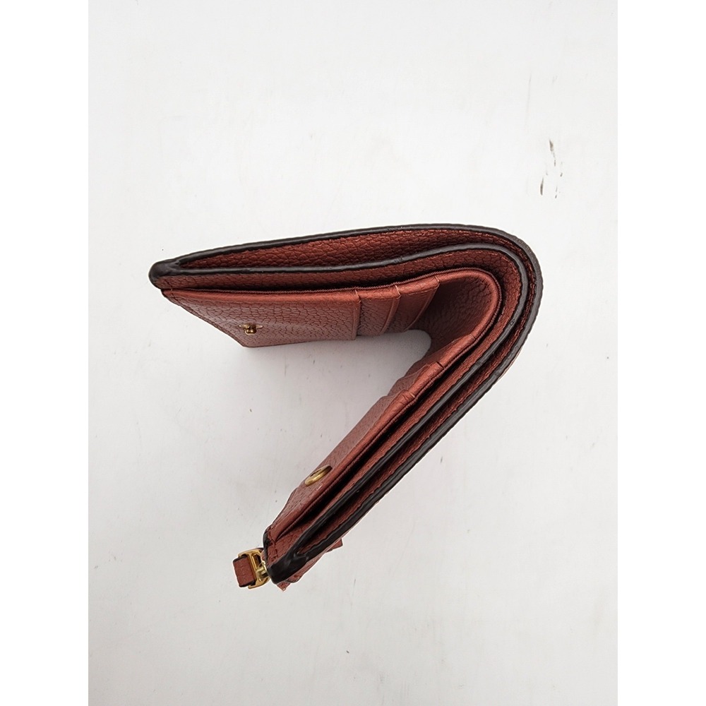 Tory Burch McGraw Mini Bifold Pebbled Leather Wallet Rosewood - Picture 10 of 14